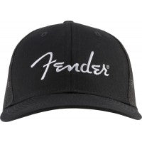 Lade das Bild in den Galerie-Viewer, Fender Silver Thread Logo Snapback Trucker Hat, Black - One Size Fits Most