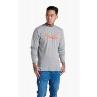 Lade das Bild in den Galerie-Viewer, Fender Spaghetti Logo Long Sleeve T-Shirt, Heather Gray - XL