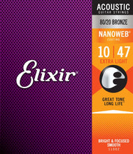 Lade das Bild in den Galerie-Viewer, Elixir E11002 Nano 80/20 Acoustic 10-47 Xl Set