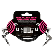 Lade das Bild in den Galerie-Viewer, Ernie Ball 12" Flat Ribbon Stereo Patch Cable Black 2 Pack