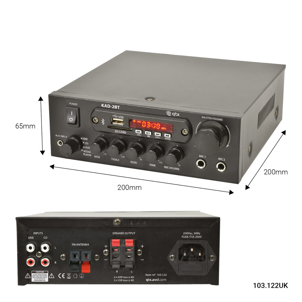 QTX KAD-2BT Digital stereo amplifier with Bluetooth