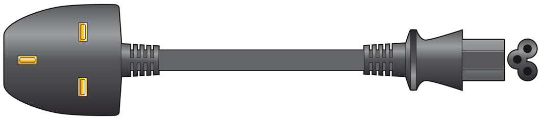 Mercury Mains Power Lead UK Plug - Clover Leaf Black 1.0m