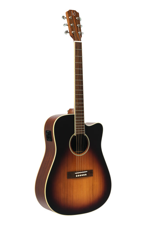 J.N Guitars Dreadnought Electro Acoustic Guitar Cut Away Cedar Sunburst