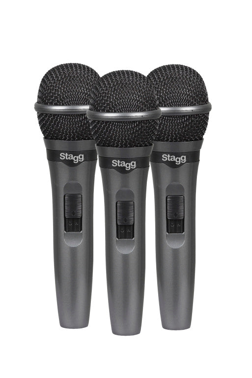 Stagg 3xDynamic Microphone Plastic+Cable XLR/Plug