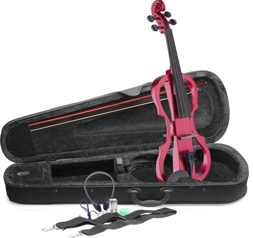 Stagg Electric Violin and Headphones+Softcase/Metallic Red
