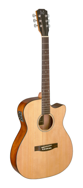 J.N Guitars Electro Acoustic Auditorium Guitar Cut Away-Solid Spruce/Sapelli Natural