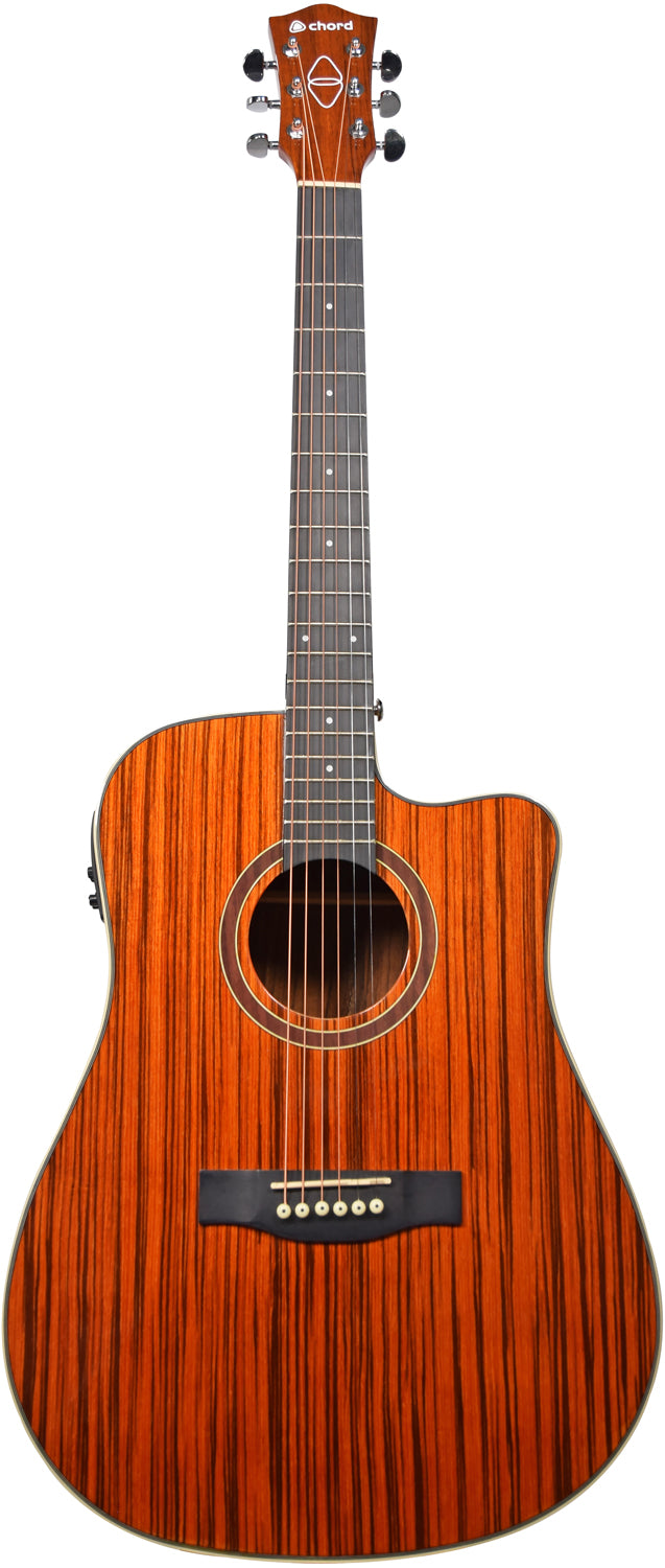 Chord Sundown Electro-Acoustic Western Guitar - Dark Zebrano