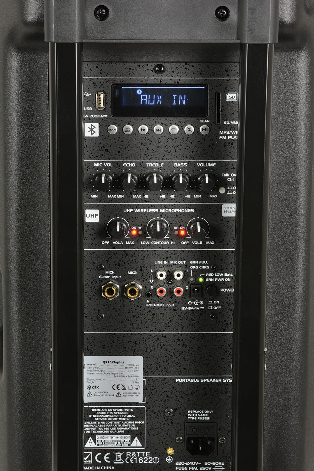 QTX QX15PA-PLUS Portable PA UHF USB/SD/FM/BT