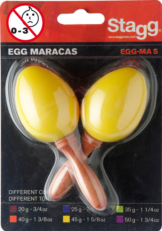 Stagg 2 Piece Egg Maracas, 1 5/8Oz, Yellow