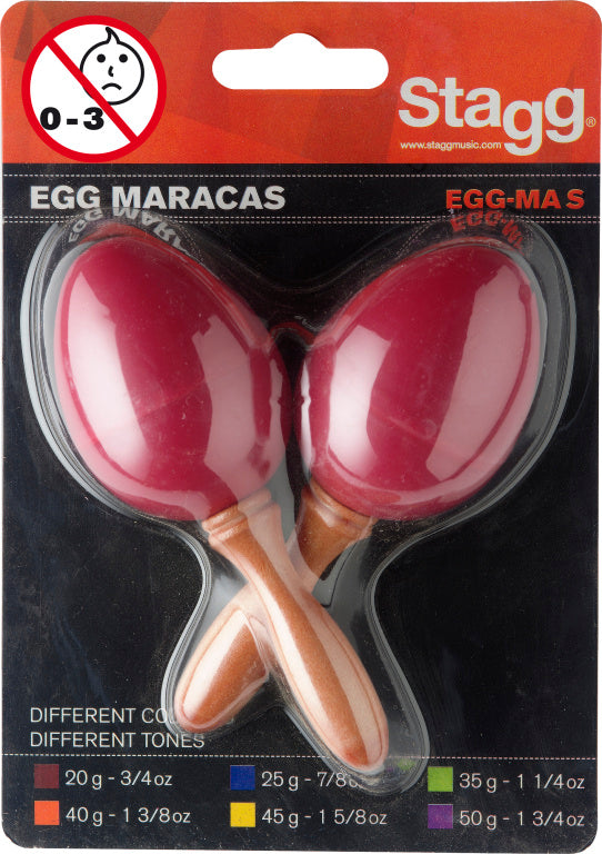 Stagg 2 Piece Egg Maracas, 1 3/4Oz, Red