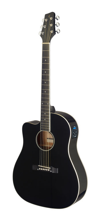 Stagg Electroacoustic Guitar Slope Shoulder Black Left Hand