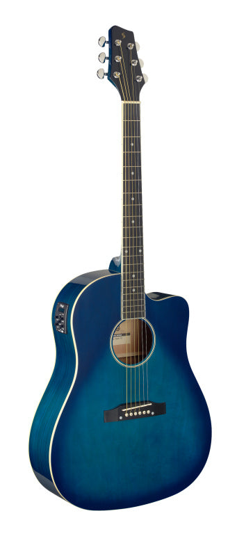 Stagg Electro Acoustic Guitar Slope Shoulder Cut Transparent Blue