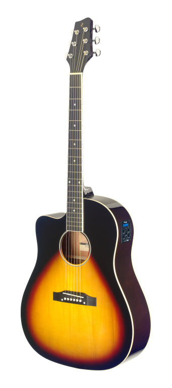 Stagg Electro Acoustic Guitar Slope Shoulder Sunburst Left Hand