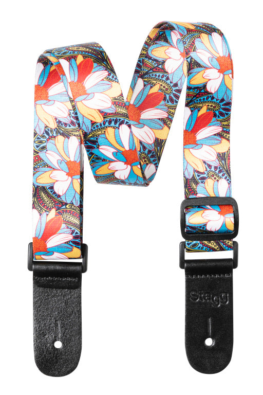 Stagg Terylen Ukulele Strap Flower Blue