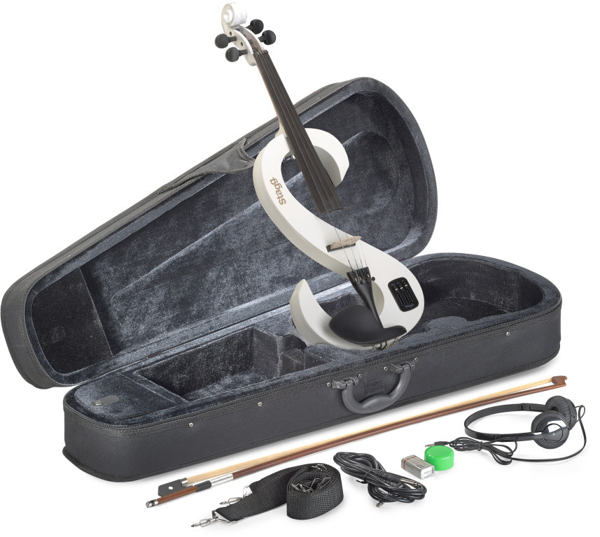 Stagg Electric Violin and Headphones+Soft Case/White