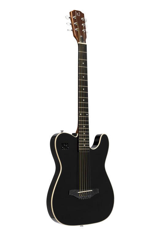 J.N Guitars Electro Acoustic Guitar Cut Away Solid Body Black