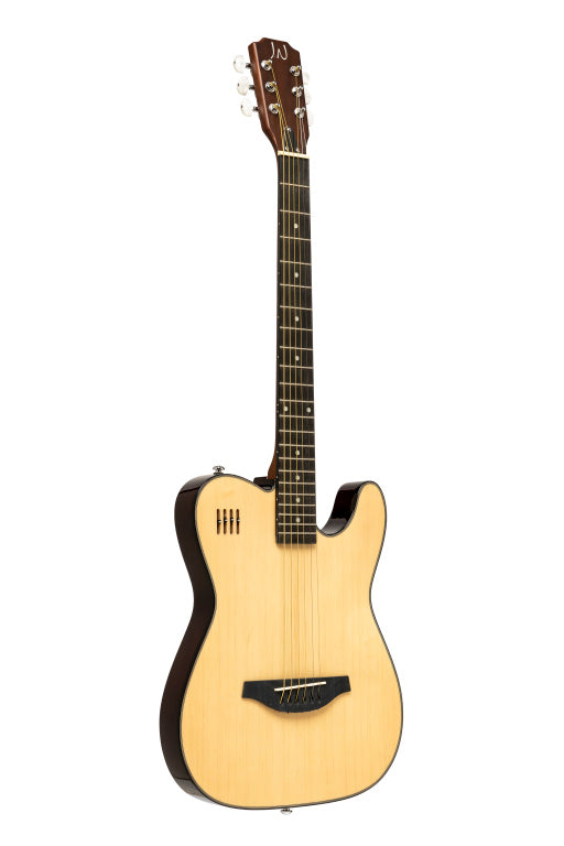J.N Guitars Electro Acoustic Guitar Cut Away Solid Body Natural