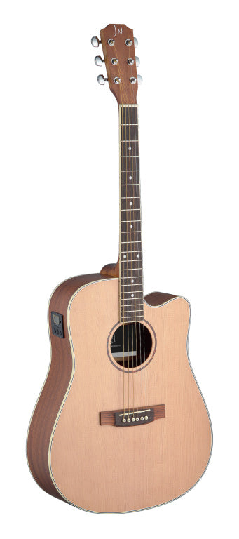J.N Guitars Electro Acoustic Dreadnought Guitar Cut Away-Solid Spru/Mahogany