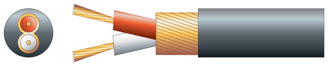 Mercury 2 core overall lap screen, 2 x 7/0.1mm, 50/0.1mm, 4mmØ, Black, 100m