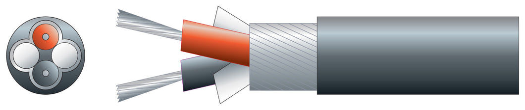 Mercury 2 core lap screen, 2 x 7/0.2mm, 62/0.15, 5.0mmØ, Black, 100m