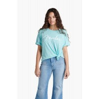 Lade das Bild in den Galerie-Viewer, Fender Spaghetti Logo T-Shirt, Daphne Blue - S
