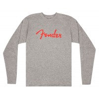 Fender Spaghetti Logo Long Sleeve T-Shirt, Heather Gray - M