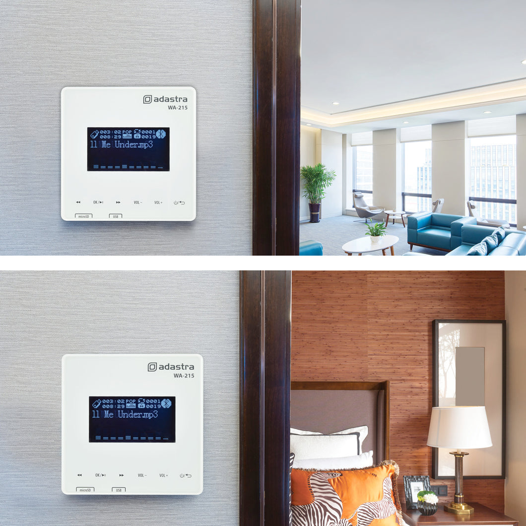 Adastra WA-215 Wall Amp with USB/microSD player, FM + Bluetooth
