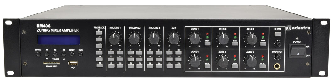 Adastra RM406 Mixer-Amp 100V 6 x 40W + USB/SD/FM/BT