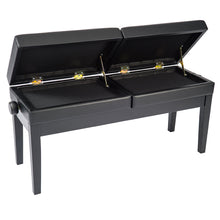 Lade das Bild in den Galerie-Viewer, Kinsman Double Adjustable Piano Bench with Storage ~ Satin Black
