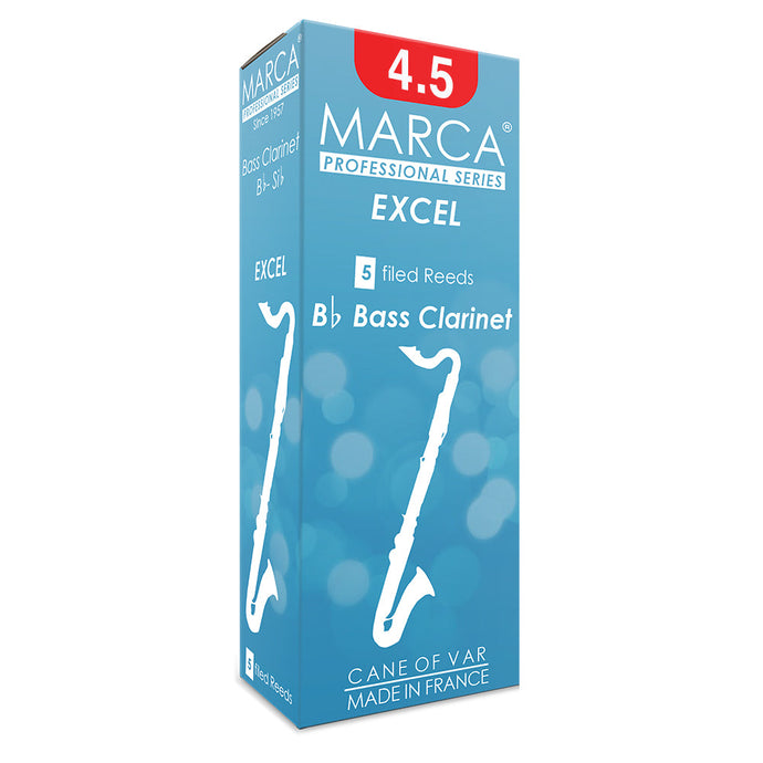 Marca Excel Reeds ~ 5 Pack ~ Bass Clarinet ~ 4.5