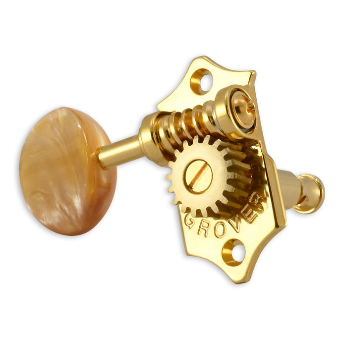 Grover U98 Series Sta-Tite Geared Ukulele Pegs (Set of 4) ~ Gold ~ Acrylic Buttons