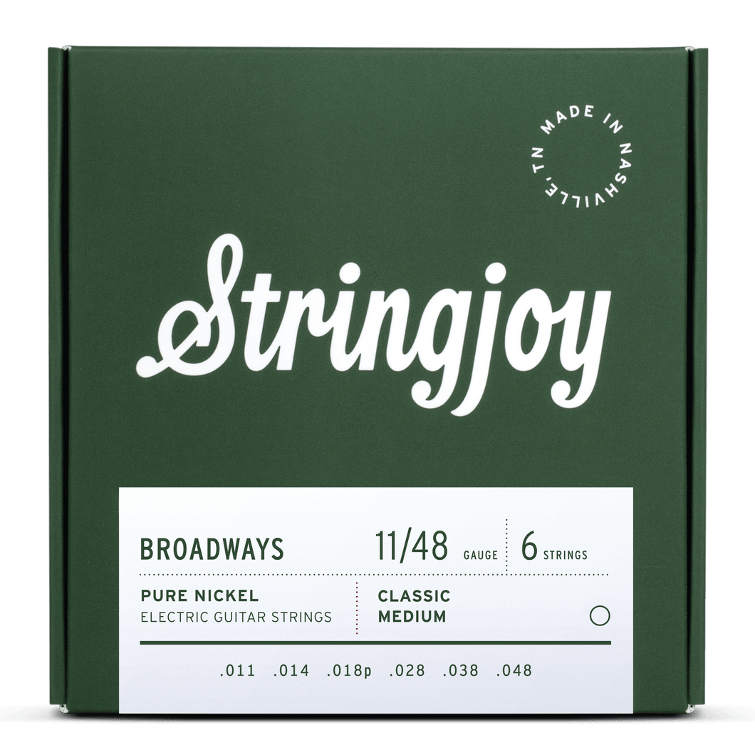 Stringjoy Broadways | Classic Medium Gauge (11-48) Pure Nickel Electric Guitar Strings