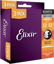 Load image into Gallery viewer, Elixir E16539 80/20 Nano 012-053 3-Pack (Ob)
