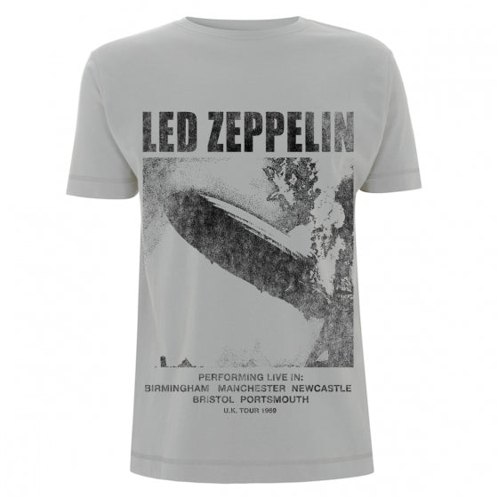 Led Zeppelin T-Shirt Small - Uk Tour 1969 Ice Grey
