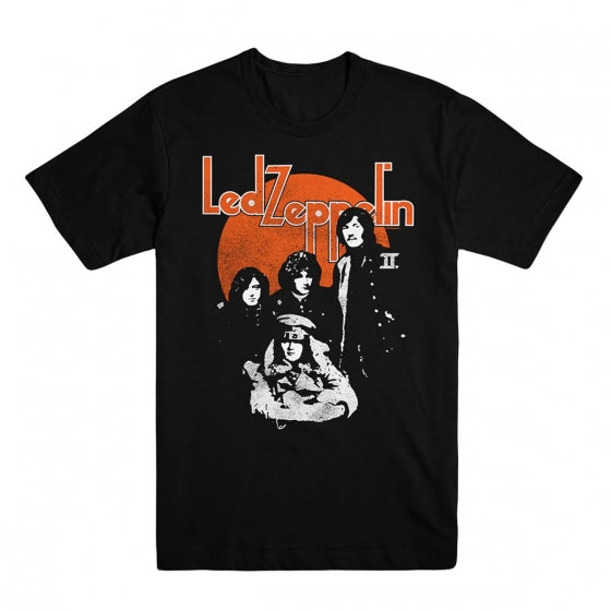 Led Zeppelin T-Shirt Xxl - Orange Circle Black