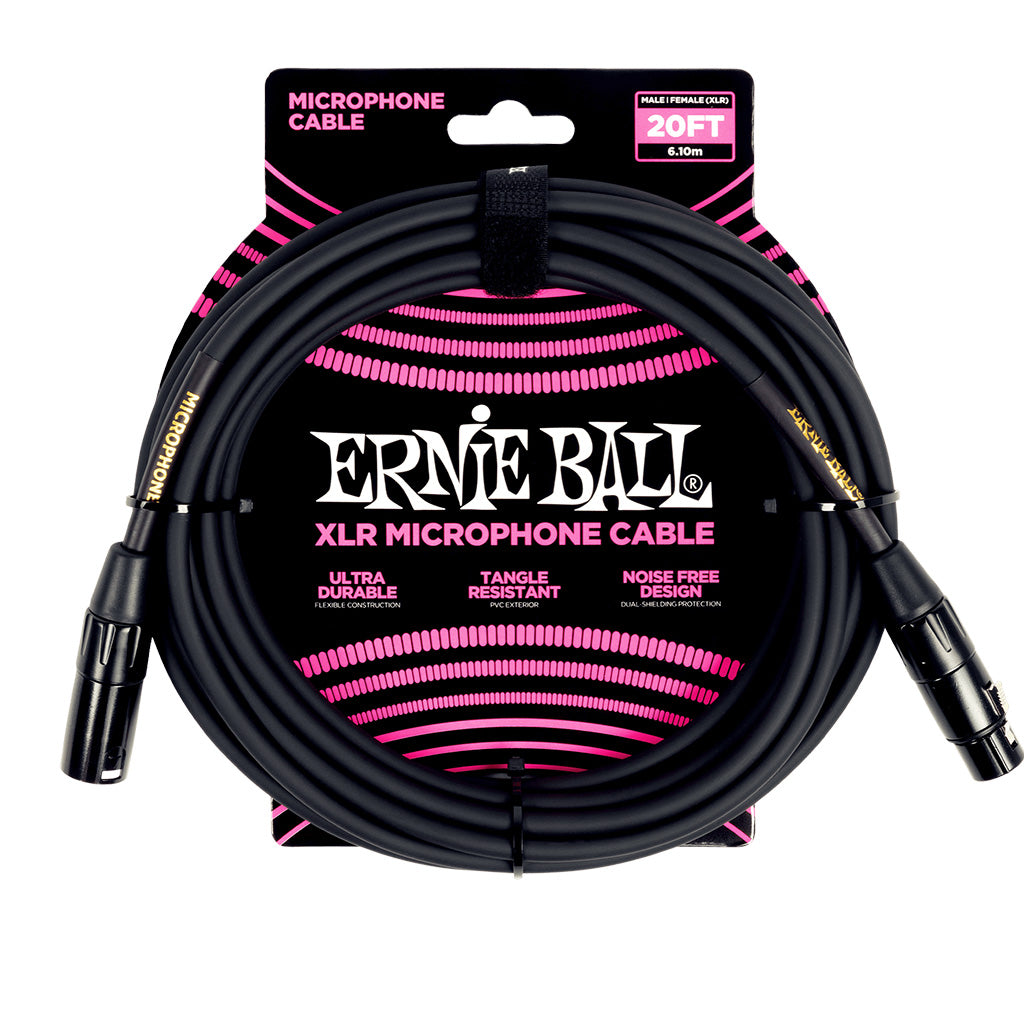Ernie Ball 20Ft XLR Microphone Cable Black