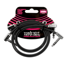 Lade das Bild in den Galerie-Viewer, Ernie Ball 24&quot; Flat Ribbon Stereo Patch Cable Black 2 Pack
