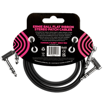 Lade das Bild in den Galerie-Viewer, Ernie Ball 24&quot; Flat Ribbon Stereo Patch Cable Black 2 Pack
