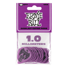 Load image into Gallery viewer, Ernie Ball Everlast Picks 12-Pack Purple 1.0mm
