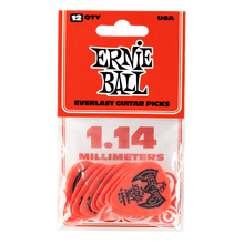 Load image into Gallery viewer, Ernie Ball Everlast Picks 12-Pack Red 1.14mm
