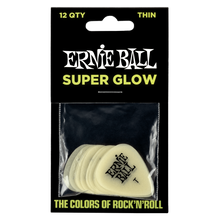 Load image into Gallery viewer, Ernie Ball Thin Super Glow Pick x 12
