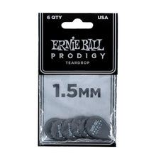 Load image into Gallery viewer, Ernie Ball Prodigy Picks 6-Pack 1.5mm Black Teardrop
