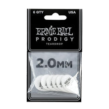 Load image into Gallery viewer, Ernie Ball Prodigy Picks 6-Pack 2.0mm White Teardrop
