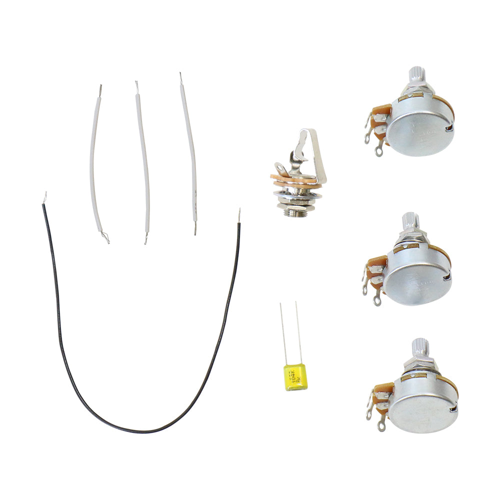 Jazz bass wiring kit with Alpha pots