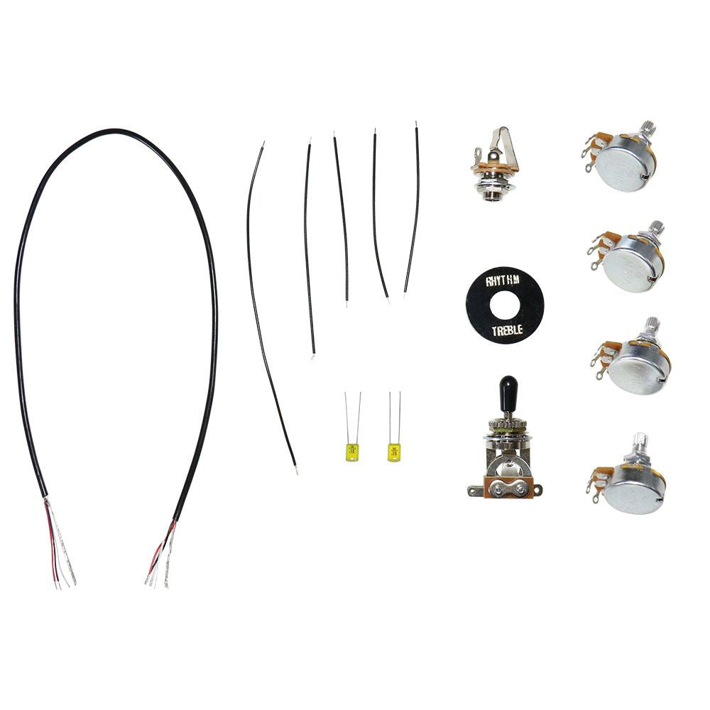 Les Paul wiring kit with alpha pots, black switch tip and poker chip