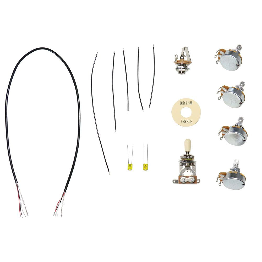 Les Paul wiring kit with alpha pots, cream switch tip and poker chip