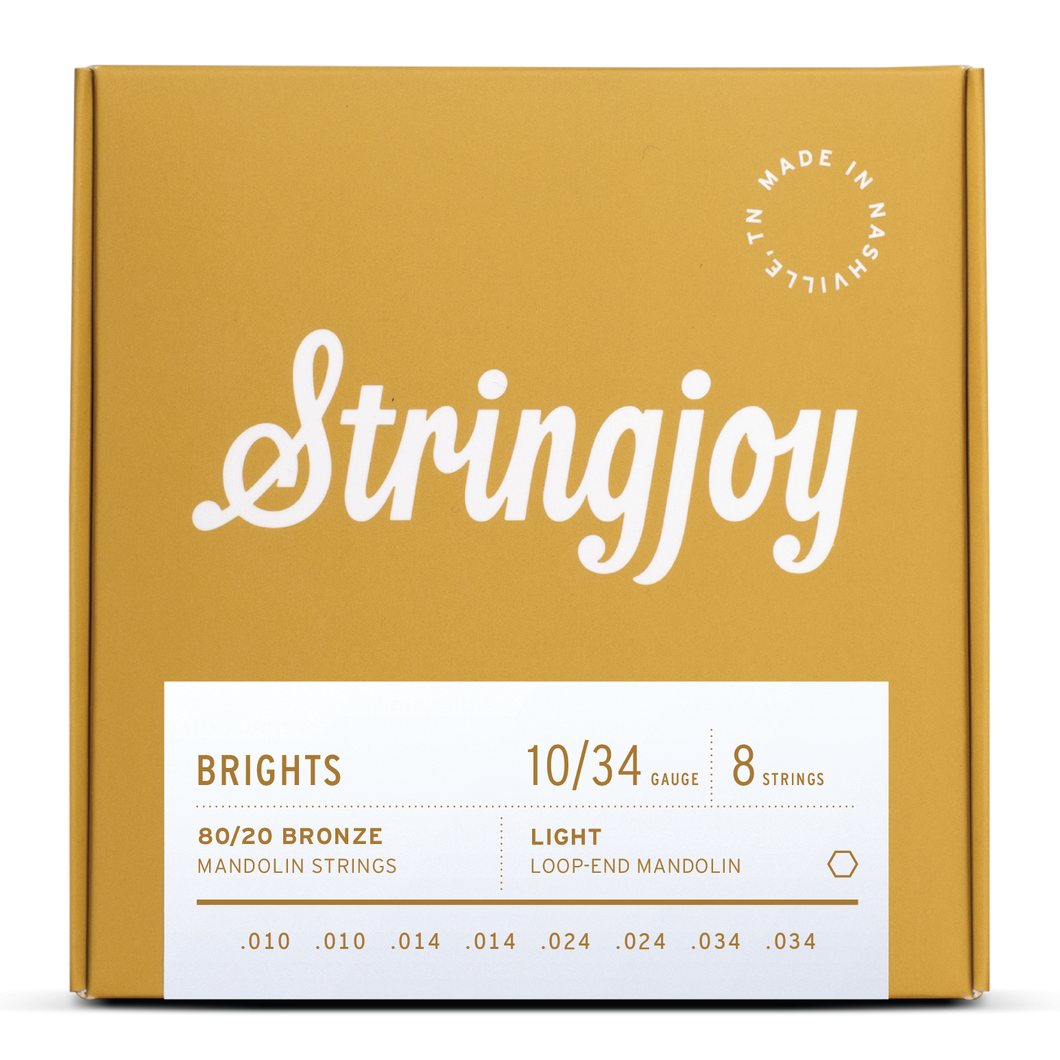 Stringjoy Brights | Light Gauge (10-34) 80/20 Bronze Mandolin Strings
