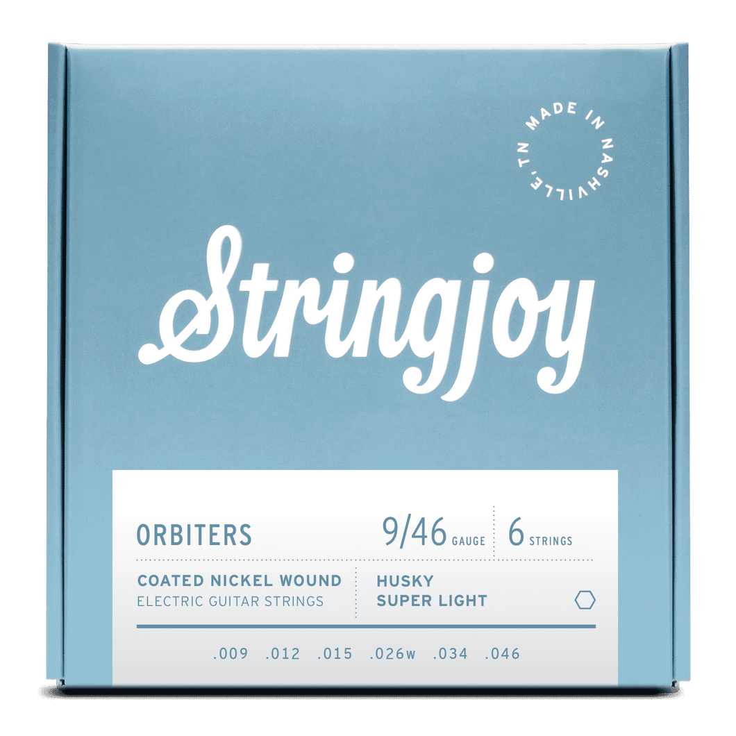 Stringjoy Orbiters | Husky Super Light Gauge (9-46) Coated Nickel Wound Electric Guitar Strings