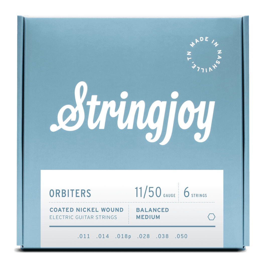 Stringjoy Orbiters | Balanced Medium Gauge (11-50) Coated Nickel Wound Electric Guitar Strings
