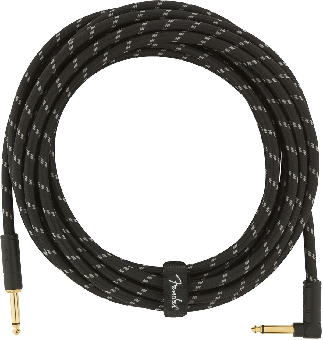 Fender Deluxe 18.6' Straight/Angled Instrument Cable Black Tweed